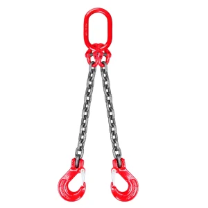 Grade 80 High-Safety Forged 2-Leg Chain Sling, Load-Rated Alloy Steel Hook for Heavy Industrial Lifting, Lifetime Warranty