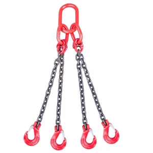 Grade 80 Chain Sling 4 Leg with Hooks Lifting Chain for Overhead Crane Lifetime Warranty,