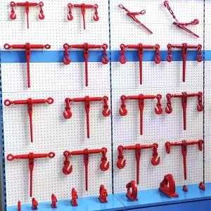 Premium Ratchet Load Binder, Heavy Duty Alloy Steel with Sling Hooks, Red Painted & Rustproof for Industrial Use