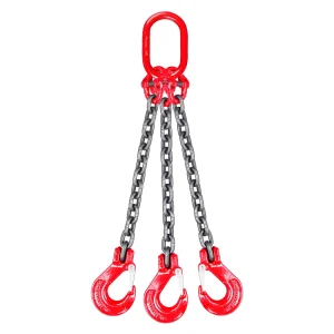 G80 3-Leg 2200lb Chain Sling, High-Strength Forged Steel with Safety Hooks for Heavy Industrial Lifting Rustproof 3-Yr Warranty