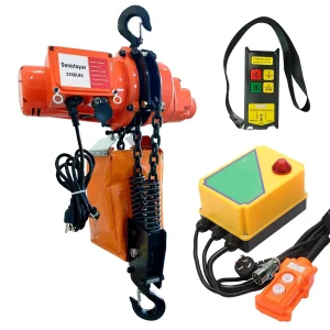 Electric Chain Hoist Overhead Crane 2200 Lbs Load Capacity 20 ft Lifting Height 110V Single Phase Wireless Wired Remote Control